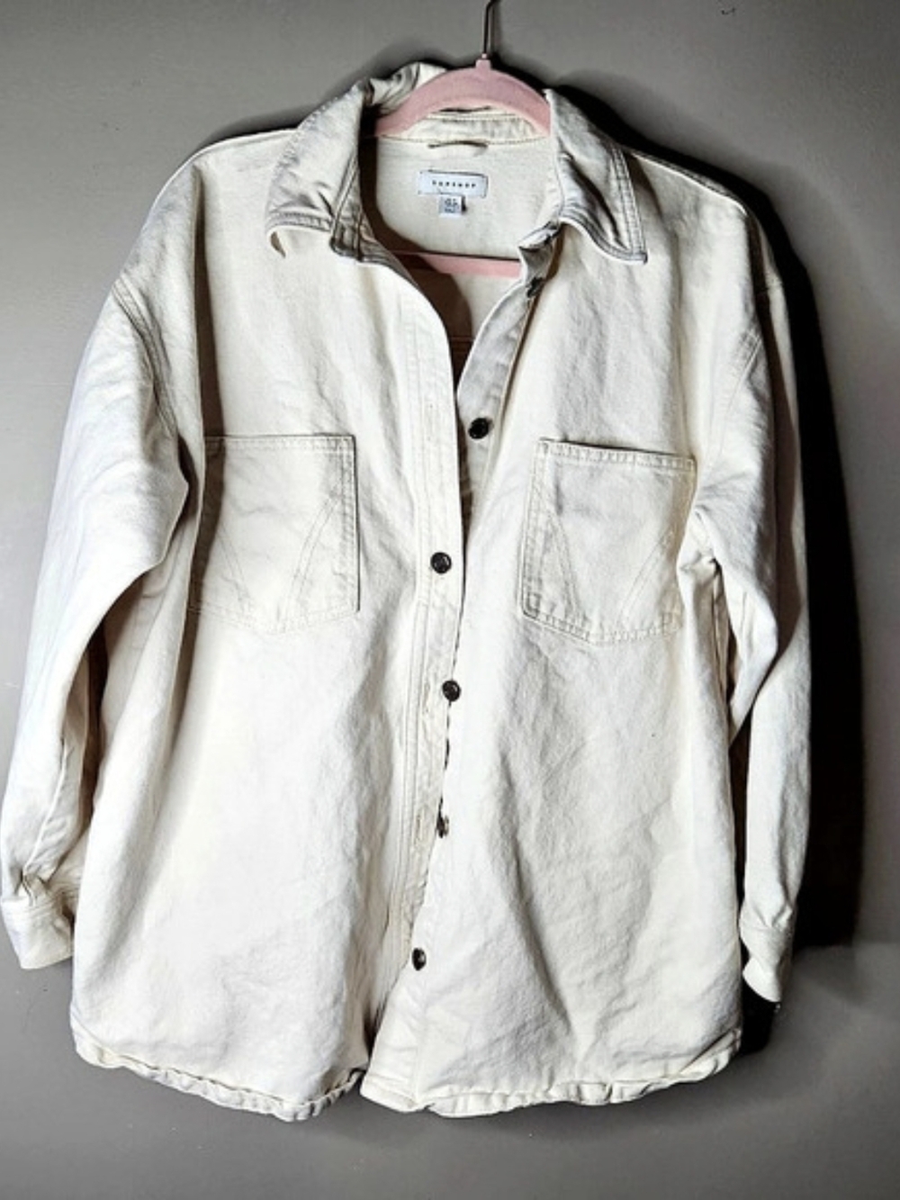 Topshop Utility Jacket in White Size 6 Ptp 24" Length 28"